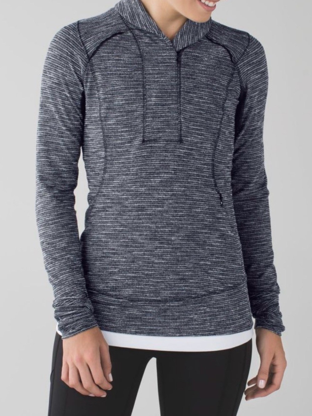 Lululemon Think Fast Pullover Sweatshirt Coco Pique Black / Black Size 6